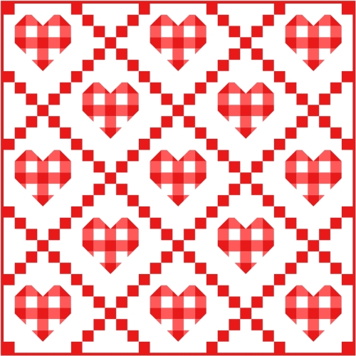 farmhouse hearts quilt_red
